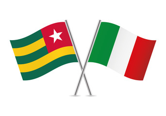 Togo and Italy flags. Vector illustration.