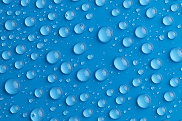 water drops on blue background