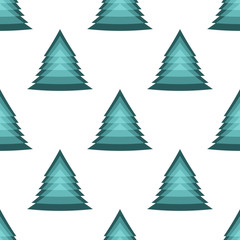 green Christmas tree on a white background. Merry Christmas and Happy New Year. abstract bells. seamless pattern.