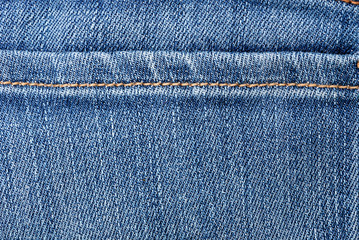 Close up image of blue denim jeans background or texture.