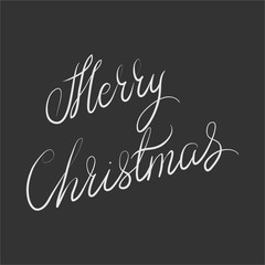 Merry Christmas. Hand drawn illustration with hand lettering and decoration elements.