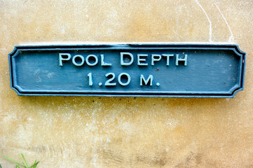 Warning sign, Pool Depth