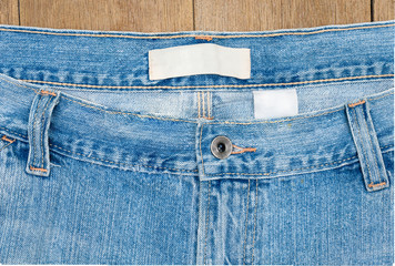 Close up image of blue denim jeans background or texture.