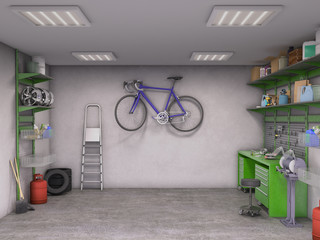 garage interior; 3d illustration