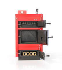 Fototapeta premium Open solid fuel boiler. Isolated on white background. 3d illustr