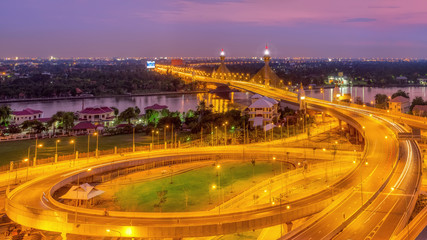 Fototapeta na wymiar Panorama Nonthaburi Bridge.