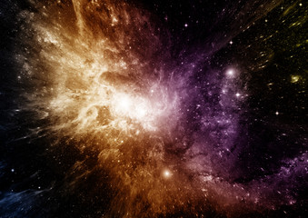 Stars, dust and gas nebula in a far galaxy