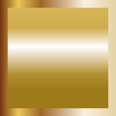 Gold texture horizontal square pattern in frame. Light realistic, shiny, metallic golden gradient template. Abstract fashion metal decoration. Design for award, sale, background Vector Illustration