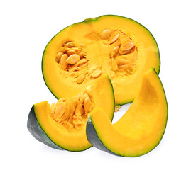 fresh sliced pumpkin isolated on white background