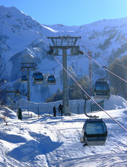 Modern cableway in the mountains