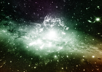 Stars, dust and gas nebula in a far galaxy