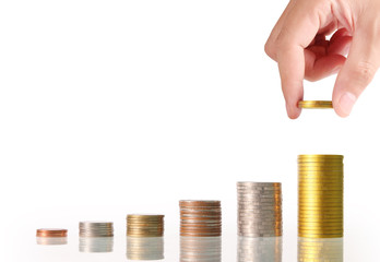 Hand human hand putting coin to money