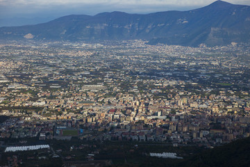 top view of a town near vesuvius volcano south italy