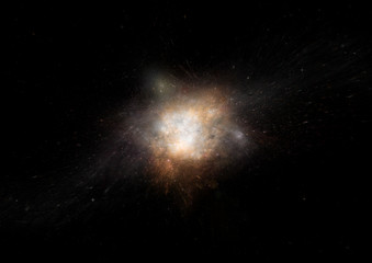 Stars, dust and gas nebula in a far galaxy