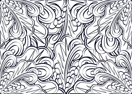 Happy New year! Coloring pages for adults and older children. Vector floral, mandala, patterns. abstract floral background. Decorative pattern, Geometric pattern. black and white. EPS 10