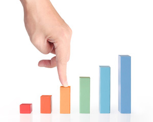 businessman with financial symbols coming from hand