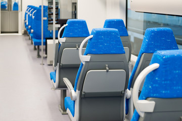 Interior high-speed electric train in Moscow, Russia