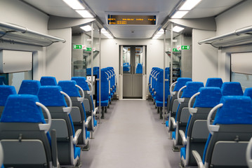 Interior high speed electric train in Moscow, Russia