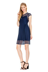 Fototapeta premium Fashion photo of young magnificent woman wearing fashionable summer clothes