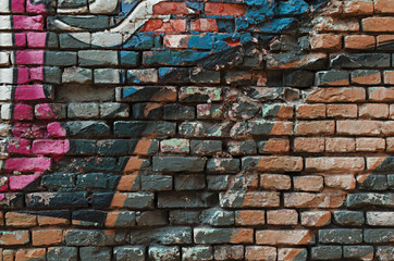 Grunge Graffiti brick wall background texture
