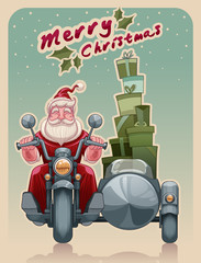 Santa biker on motorcycle