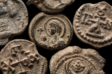 Close-up shot of antique post seals