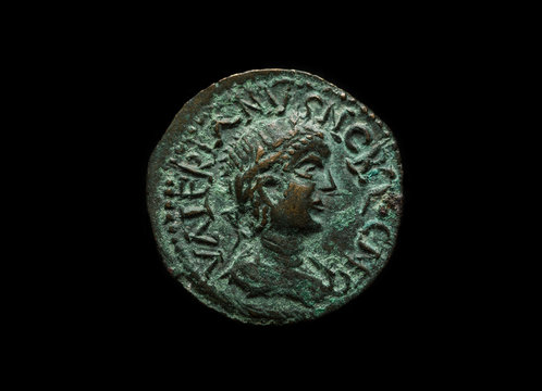 Ancient copper coin of emperor Valerianus