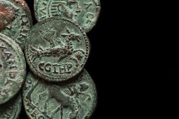Ancient roman copper coins with differemt images