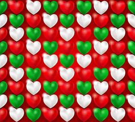 Seamless pattern of lanterns in the form of hearts. Glittering hearts.Sparkling 