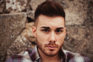 Fototapeta premium Attractive guy in a old house