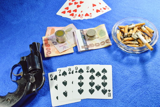 straight flush win poker game and gun for threaten rival
