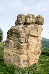 Fototapeta premium Old statues in the destroyed village