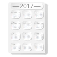 Blank wall calendar for 2017. The calendar template