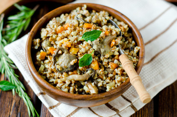 Buckwheat stewed with mushrooms