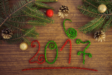 Text 2017 with fir branches