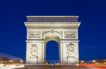 Fototapeta na wymiar The Triumphal Arch and Champs Elysees venue at night, Paris, Fra