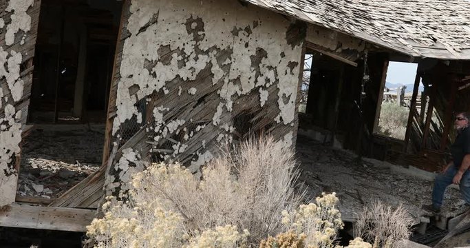 Old Pioneer House West Utah Desert Man Explores. West Desert Of Utah. Historical Ranch. Orrin Porter Rockwell, Mid 1800's,  Was A Figure Of The Wild West Period Of American History.