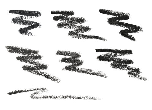 Black eye liner pencil. Cosmetic pencil and stroke isolated on white