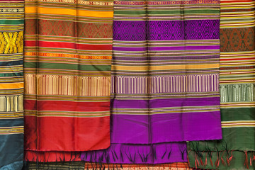 Hand-woven Lao silk fabric, Luang Prabang, Laos