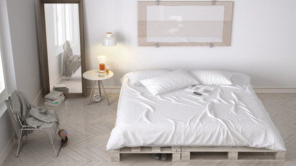 DIY bedroom, scandinavian white eco chic design
