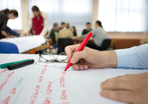 Writing on chart during workshop