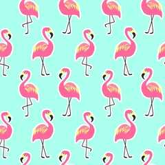 Foto auf Acrylglas Flamingo Schönes nahtloses Muster mit rosa Flamingo
