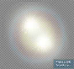 Vector transparent sunlight special lens flare light effect. Sun flash
