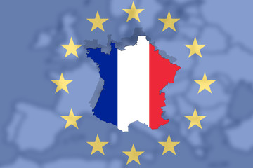 France on Euro flag and  Europe background,