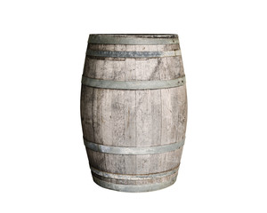 Vintage old wooden barrel isolated