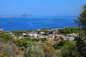 Fototapeta na wymiar Patitiri,the Aegean Sea in the background,Alonissos,Greece