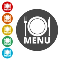 Menu icon, restaurant sign set 
