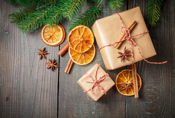 Christmas gift box with decoration