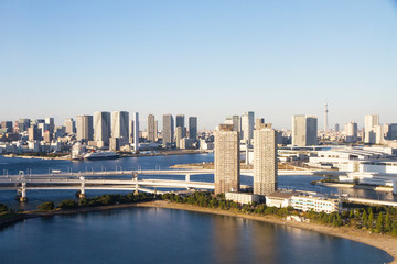 Fototapeta premium Pejzaż miejski odaiba, tokio, japonia