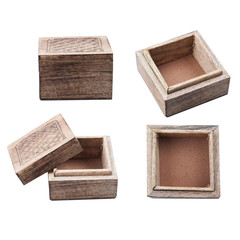 Closed and open rustic wooden box